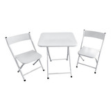 Mesa Dobrável Infantil Atividade Didática 2 Cadeiras Em Aço Cor Branco