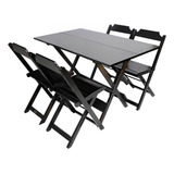 Mesa Dobravel P Bar 120x70 De Madeira Maciça Com 4 Cadeiras