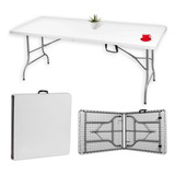 Mesa Dobrável Tipo Maleta Prática E Durável 180x70cm Branca Cor Branco