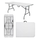 Mesa Dobrável Vira Maleta Com Alça Portátil 1 80m Para Camping Jardim Área Externa Ou Interna Salão De Festas Gourmet Garden Life Cor Branco