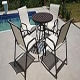 Mesa Em Alumínio Com 80cm E 4 Cadeiras De Piscina