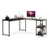 Mesa Em L Com Prateleira Klm Store   Preto   Preto
