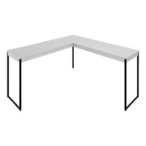 Mesa Em L Escrivaninha De Canto Nórdico Moderno Com Estrutura Em Ferro E Tampo De Madeira Cor Branco Com Preto Ideal Para Home Office Estilo Industrial