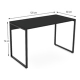 Mesa Escritório Reta 120cm Iron Home Office Preto