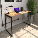 Mesa Escrivaninha 90 X 50 X 74cm Diretor Home Office De Apoio Para Escritório Estilo Industrial Mod Porto Laminado Com Preto
