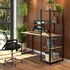Mesa Escrivaninha Com 5 Prateleiras Vintage Design Laminado Com Preto- Madeira E Metal Com Tons Em Mel Para Home Office Estilo Industrial Para Escritório/quarto