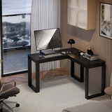 Mesa Escrivaninha De Canto Em L Estilo Industrial Para Escritório Home E Quarto De Estudos Cor Preto Mobilimobili