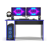 Mesa Escrivaninha Gamer Computador Notebook Estudo Trabalho Cor Azul Valorant Rofemar Moveis