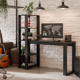 Mesa Escrivaninha Home Office Paris Para Trabalho Escritório E Quarto De Estudos Com 5 Prateleiras Multiuso E Espaço Para Computador Cor Preto Mobilimobili