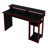Mesa Gamer Com Porta Cpu 136cm Me4153 Preto vermelho Tecnomo
