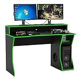 Mesa Gamer Fremont Para 2 Monitores Preto E Verde Politorno