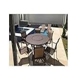 Mesa Giratória De Alumínio Com 6 Cadeiras Tela Para Piscina