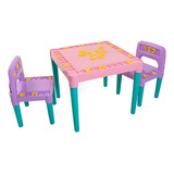 Mesa Infantil Colorida Com 2 Cadeira Tritec Educativa Menina Rosa