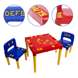 Mesa Infantil Com 2 Cadeiras Educativa Mesinha Didatica Cor Vermelho