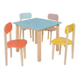 Mesa Infantil Com 4 Cadeiras Multicolorida