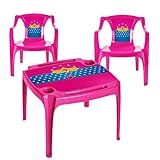 Mesa Infantil De Plástico Com 2 Cadeiras Rosa 