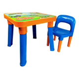 Mesa Infantil Didática Mesinha C Cadeira Divisória E Brinde