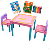 Mesa Infantil Plástico Educativa Para Criança Com Cadeiras