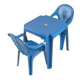 Mesa Infantil Ursinho Com 02 Cadeiras Plásticas Várias Cor Cor Azul