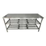 Mesa Inox Bancada 1 90x0 70 Duas Prateleiras Envio Imediato