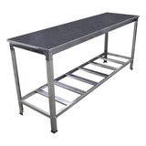 Mesa Inox De Serviço Industrial Aço 1 90 Com Prateleira