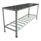 Mesa Inox De Serviço Industrial Aço 1 90x70 Com Prateleira
