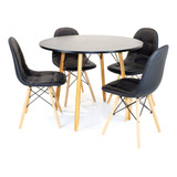 Mesa Jantar 100cm Redonda Eiffel 4 Cadeiras Botonê