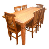 Mesa Jantar 2m Com 6 Cadeiras Madeira Demolição Peroba Rosa
