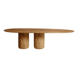 Mesa Jantar Cilíndrica Orgânica Oval Oásis 198x122 Nogueira