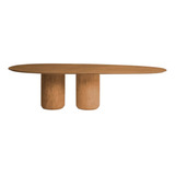 Mesa Jantar Cilíndrica Orgânica Oval Oásis 244x137cm Freijó