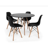 Mesa Jantar Eames Eiffel 90cm 4 Cadeiras Eames Eiffel Preta
