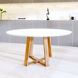 Mesa Jantar Eames Eiffel Redonda 110cm Lívia Madeira Maciça