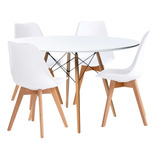 Mesa Jantar Eiffel Chales Eames 110cm 04 Cadeiras Leda Wood