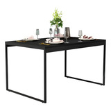 Mesa Jantar Industrial 120x0 80 Pés Preto Tampo Preto