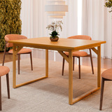 Mesa Jantar Industrial Tampo Mdf 120cm X 80cm Cor Naturale Lilys Home