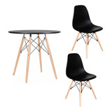 Mesa Jantar Redonda 70cm Eiffel Charles Eames Com 2 Cadeiras