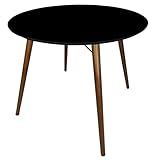 Mesa Jantar Redonda 80cm Mdf Sala 4 Pé Palito 75cm Suporte V Preto