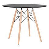 Mesa Jantar Redonda Eames Wood Cozinha Mdf 90 Cm Cores Cor Da Tampa Preto