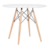 Mesa Jantar Redonda Eames Wood Loft7 Cozinha Mdf 90 Cm Av Cor Da Tampa Branco