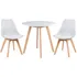 Mesa Jantar Redonda Leda 80 Cm + 2 Cadeiras Estofadas Leda Cor Mesa Branco Com Cadeiras Branco