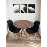 Mesa Jantar Redonda Mdf 80cm Pés Madeira Maciça Industrial