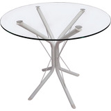 Mesa Jantar Vidro Temperado 70cm Redonda Base Ana Np Cor Da Tampa Transparente Cor Dos Pés Branco