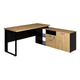 Mesa L Escritório Diretor 150cm A 170cm Pés Metal Mac Pr F5