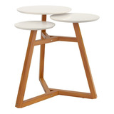 Mesa Lateral Apoio Sala 3 Tampos Classic Off White C amêndoa