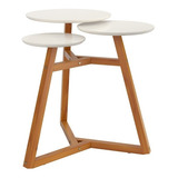 Mesa Lateral Apoio Sala 3 Tampos Classic Off White C amêndoa