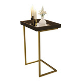 Mesa Lateral Apoio Sofá Com Espelho Jb 4774 Várias Cores Cor Canela dourado