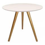 Mesa Lateral Canto 52cm Redonda Off White Tati Pé Palito 50cm Tripe Jt Home