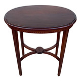 Mesa Lateral De Apoio Oval Madeira Marchetada Art Noveau