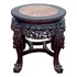 Mesa Lateral De Canto Chinesa Antiga Entalhada Redonda