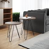 Mesa Lateral Duo Clips Ferro Preto Tampo Amêndoa